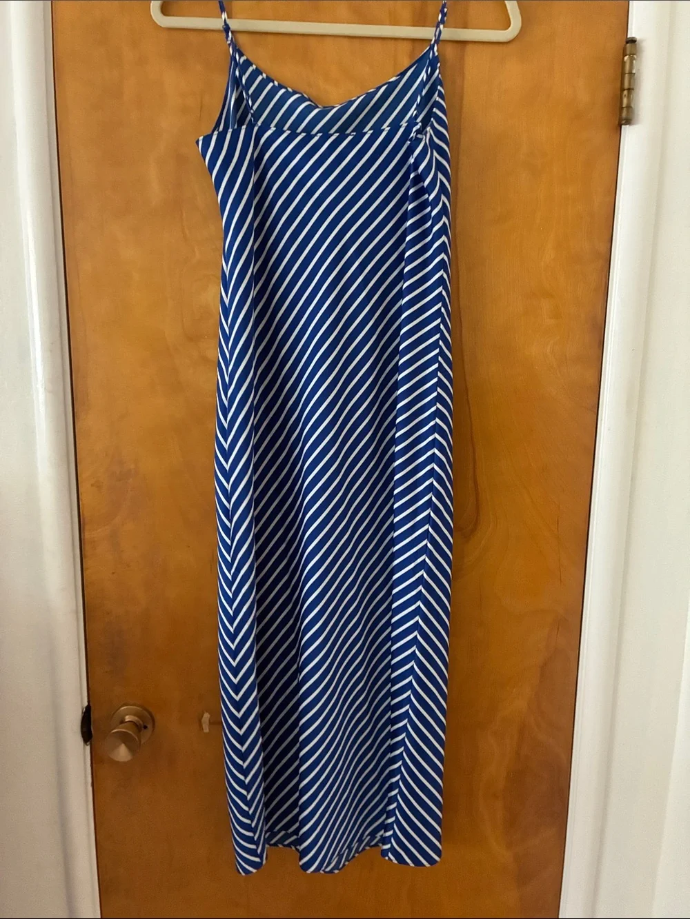 J.Crew NWT Gwyneth satin Striped Slip Dress blue and white